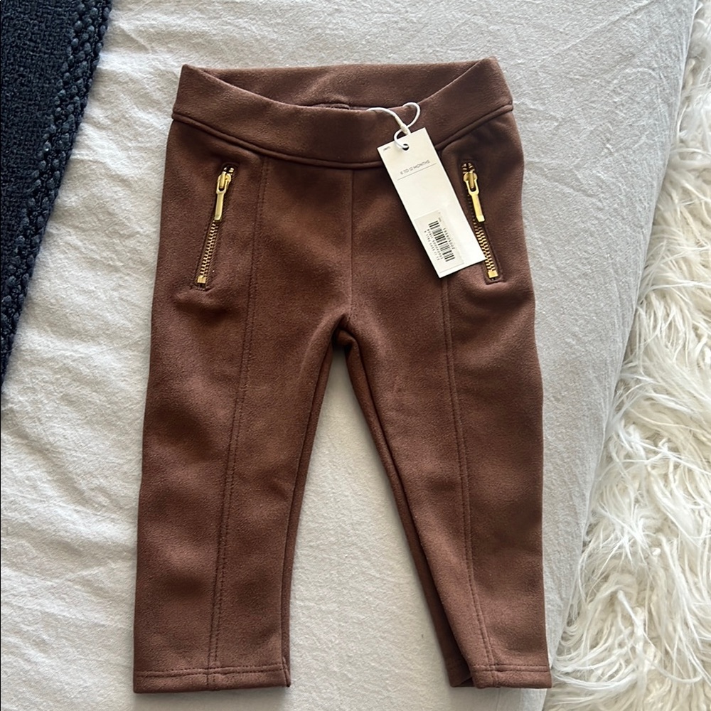 Janie and Jack Brown Kids Bottoms with Gold Zippers